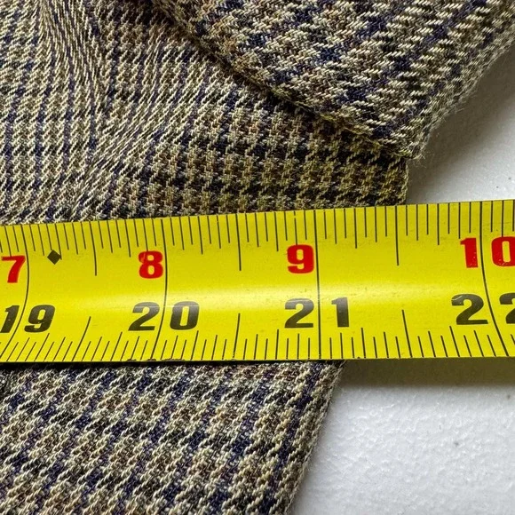Jos A‎ Bank Blazer Mens 41R Brown Blue Wool Silk Houndstooth Check Sport Coat